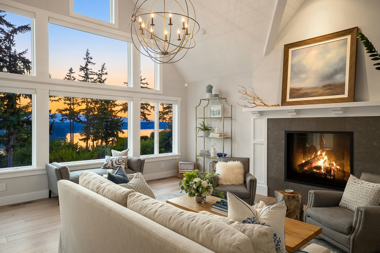 Sunsets & limestone fireplace invites you to relax & unwind.